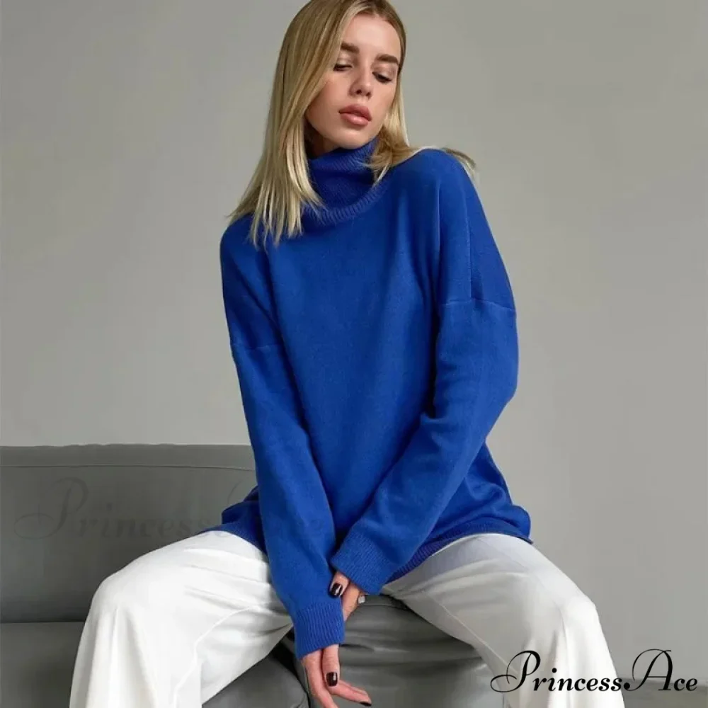 High-neck Informal Long-Sleeved Knitted Jumper - Image 3