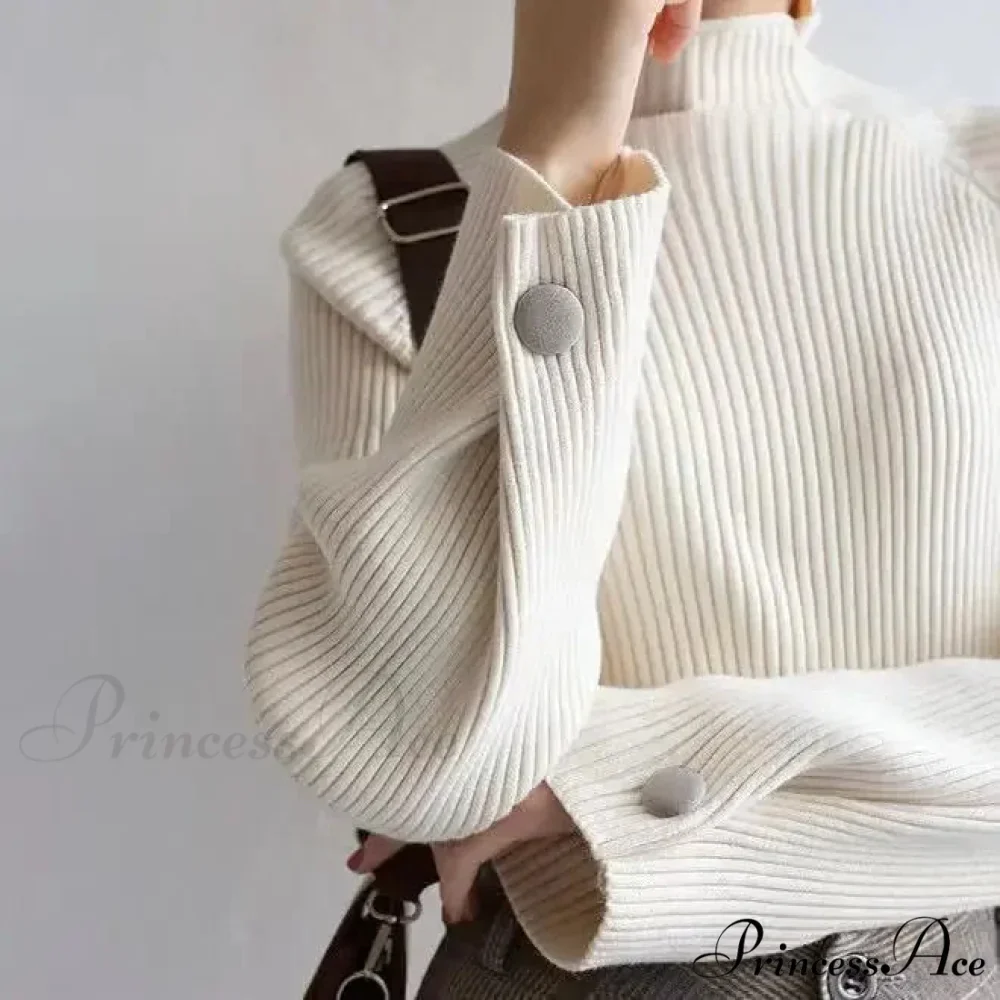 High-neck & Knitted E-girl All-season Sweater - Image 2
