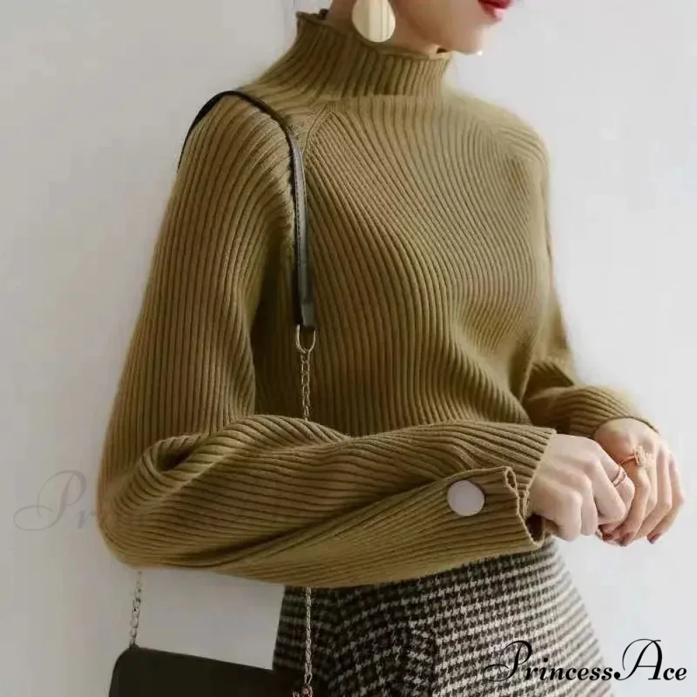 High-neck & Knitted E-girl All-season Sweater - Image 3