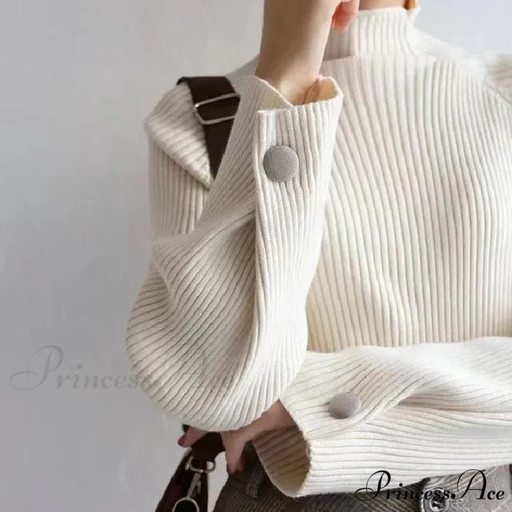 High-neck & Knitted E-girl All-season Sweater - Image 6