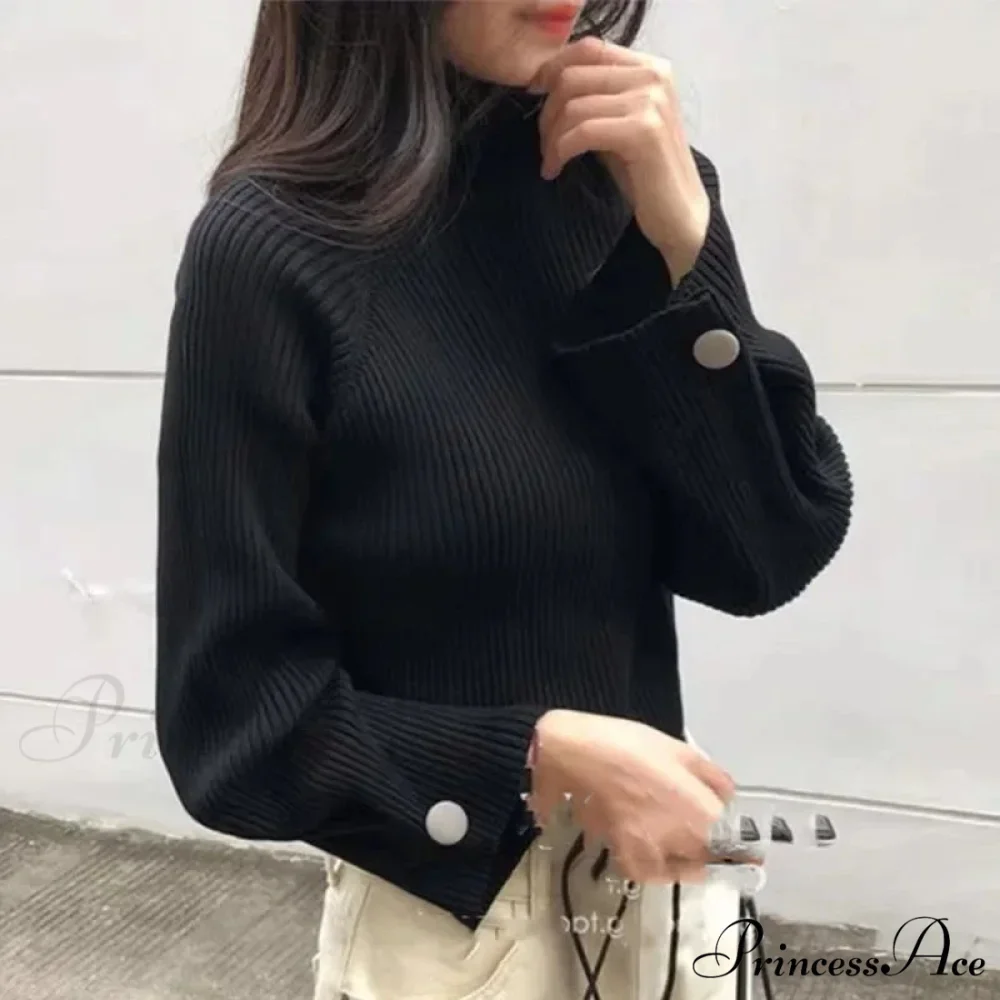 High-neck & Knitted E-girl All-season Sweater - Image 7