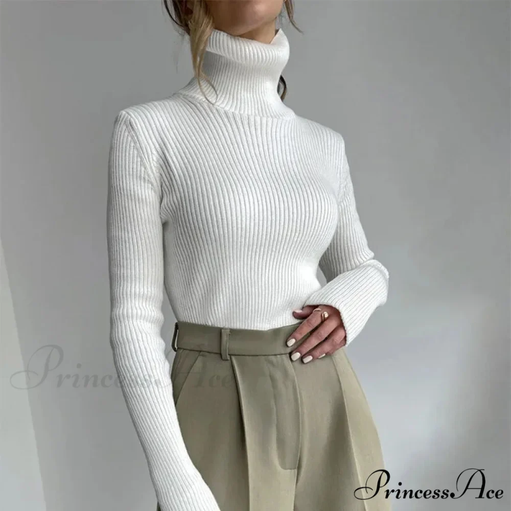 High-neck Slender Pullover Extended Sleeve Sweater - Image 2