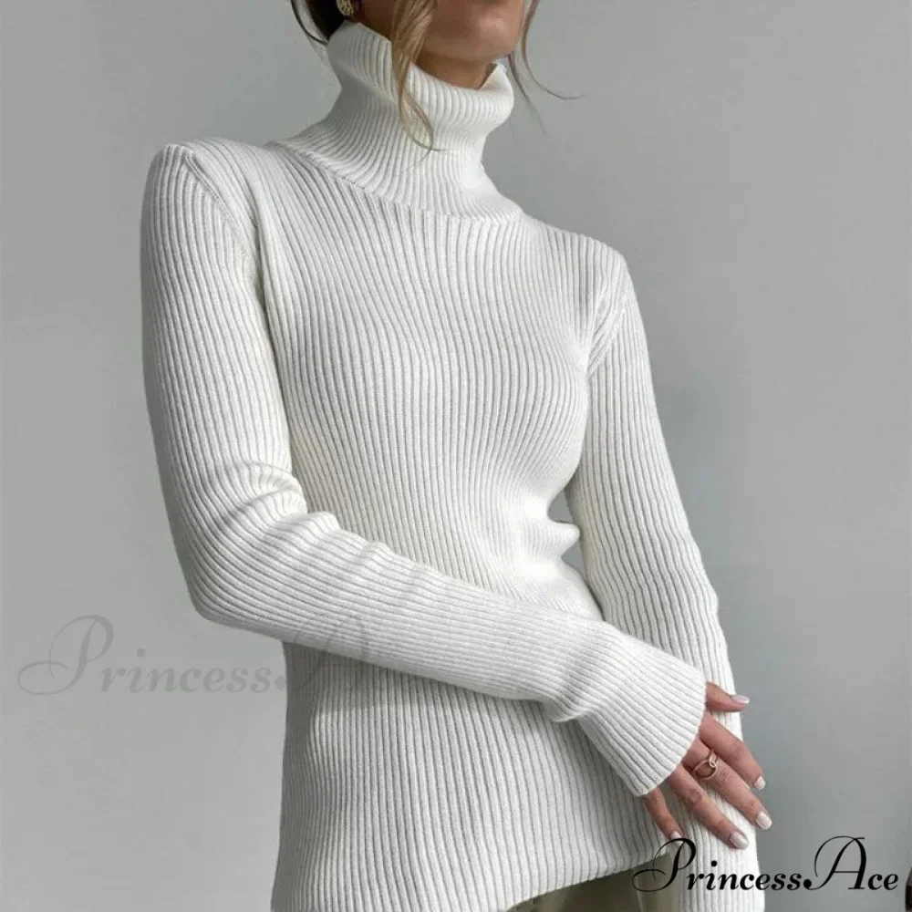 High-neck Slender Pullover Extended Sleeve Sweater - Image 3