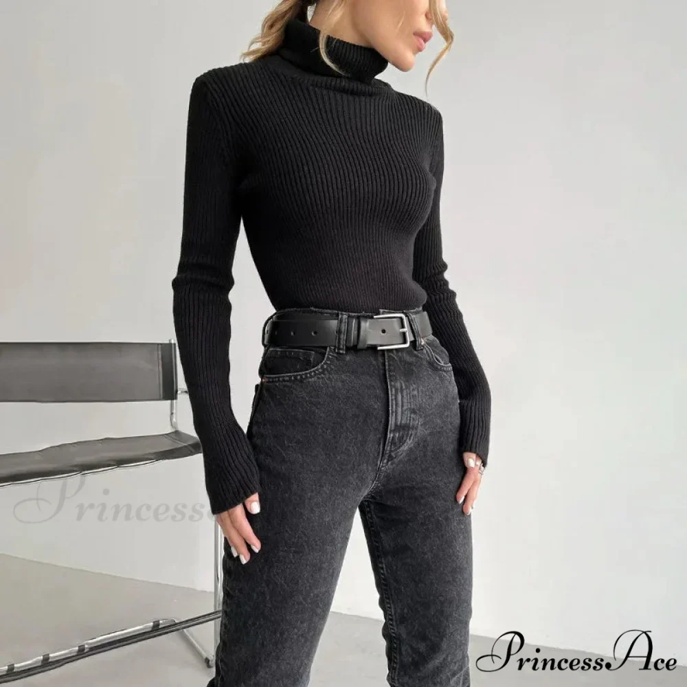 High-neck Slender Pullover Extended Sleeve Sweater - Image 5