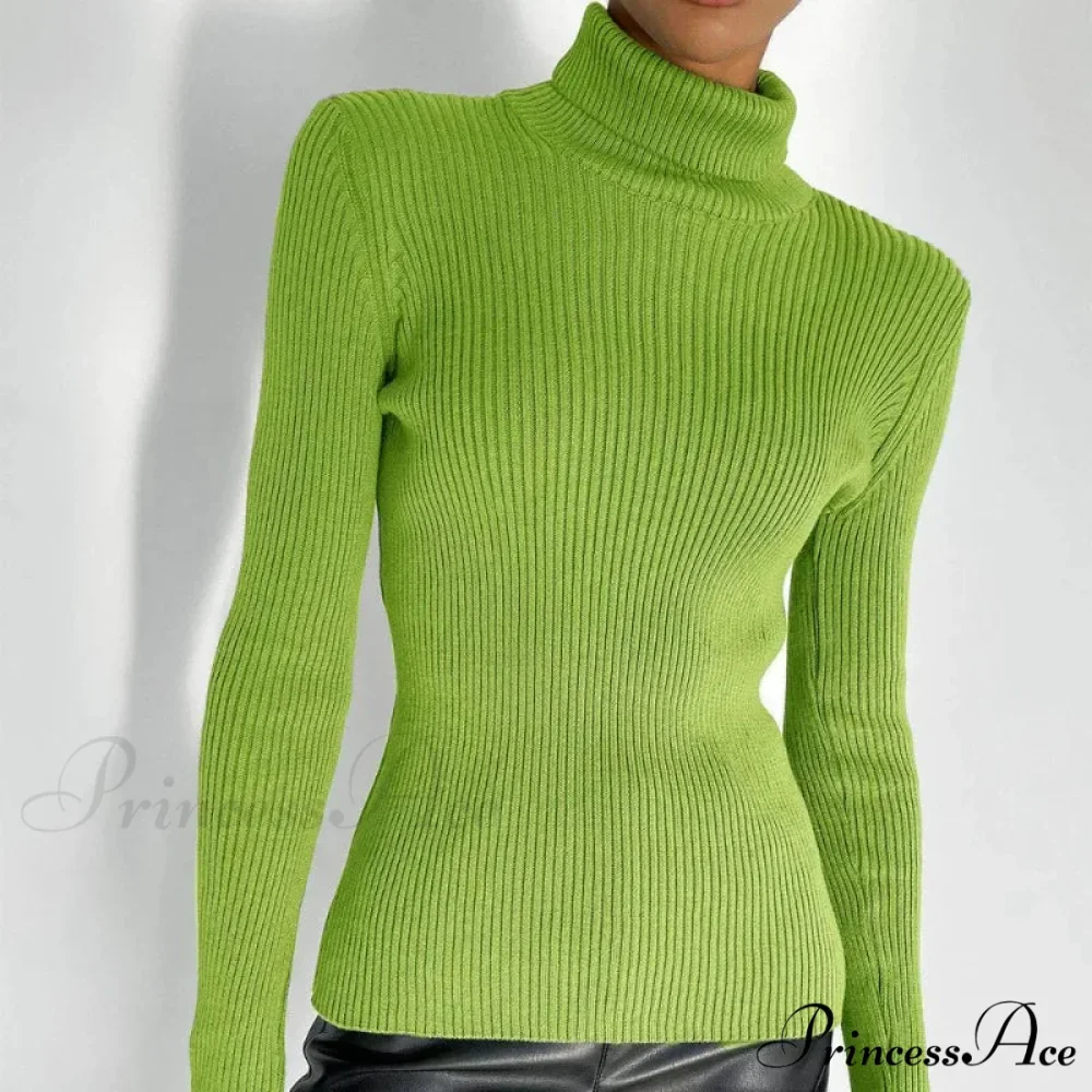 High-neck Slender Pullover Extended Sleeve Sweater - Image 7