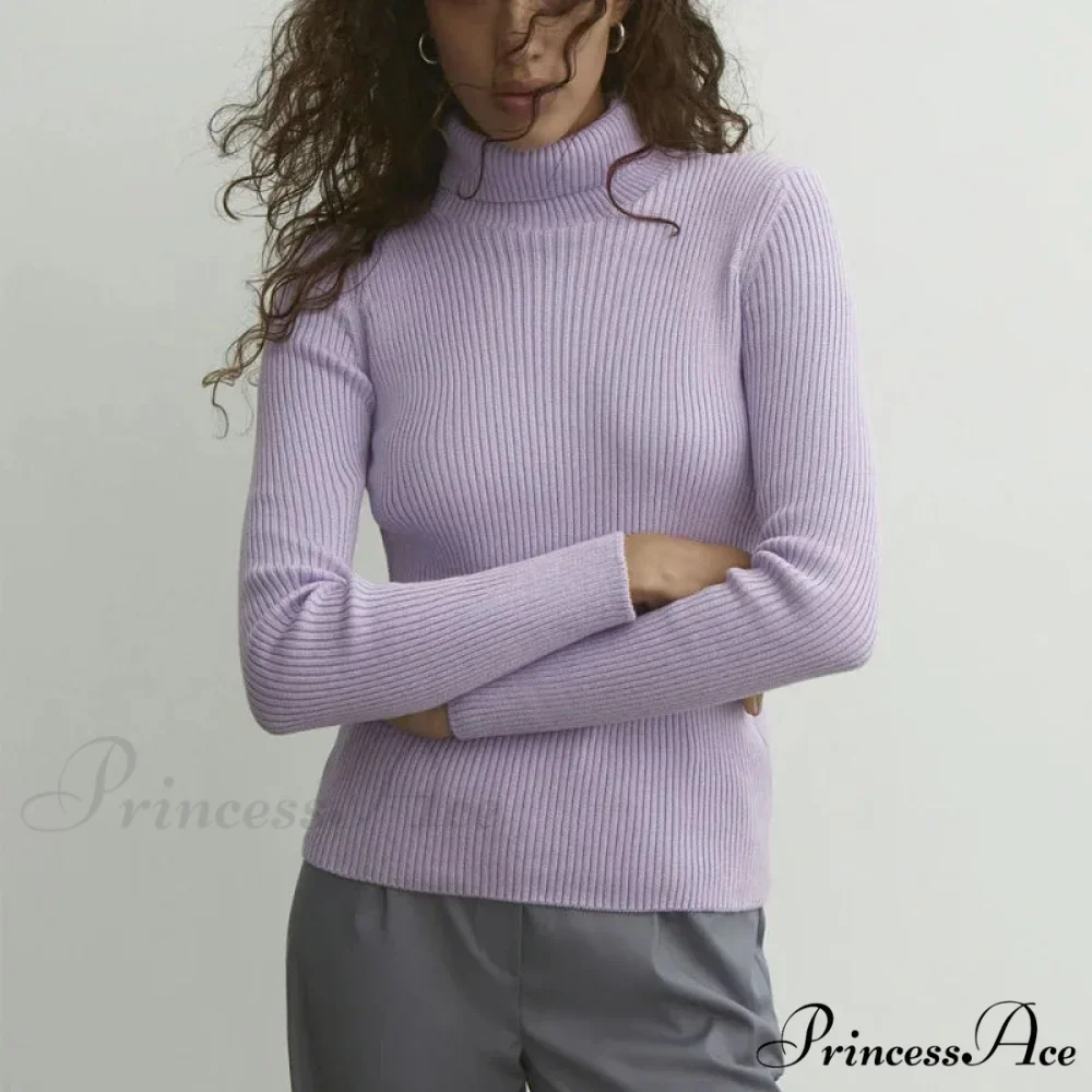 High-neck Slender Pullover Extended Sleeve Sweater - Image 8