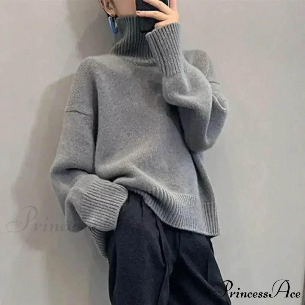 High-neck Sophisticated Charcoal Crimson Jumper - Image 2