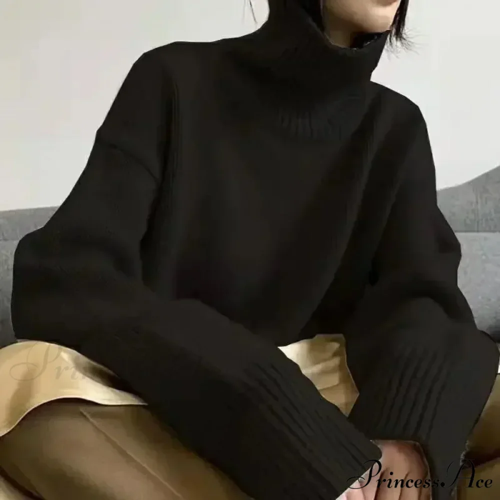 High-neck Sophisticated Charcoal Crimson Jumper - Image 7