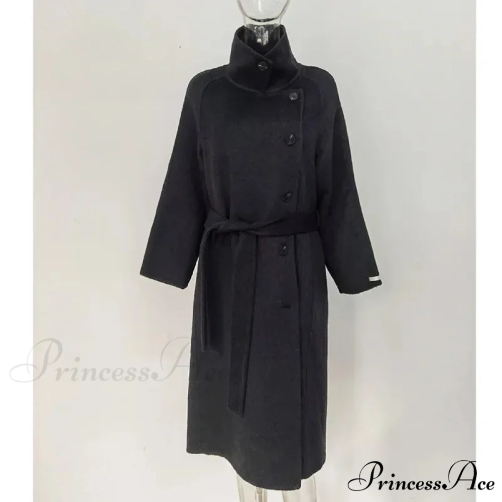 High-neck Wool Buttoned Overcoat - Image 4