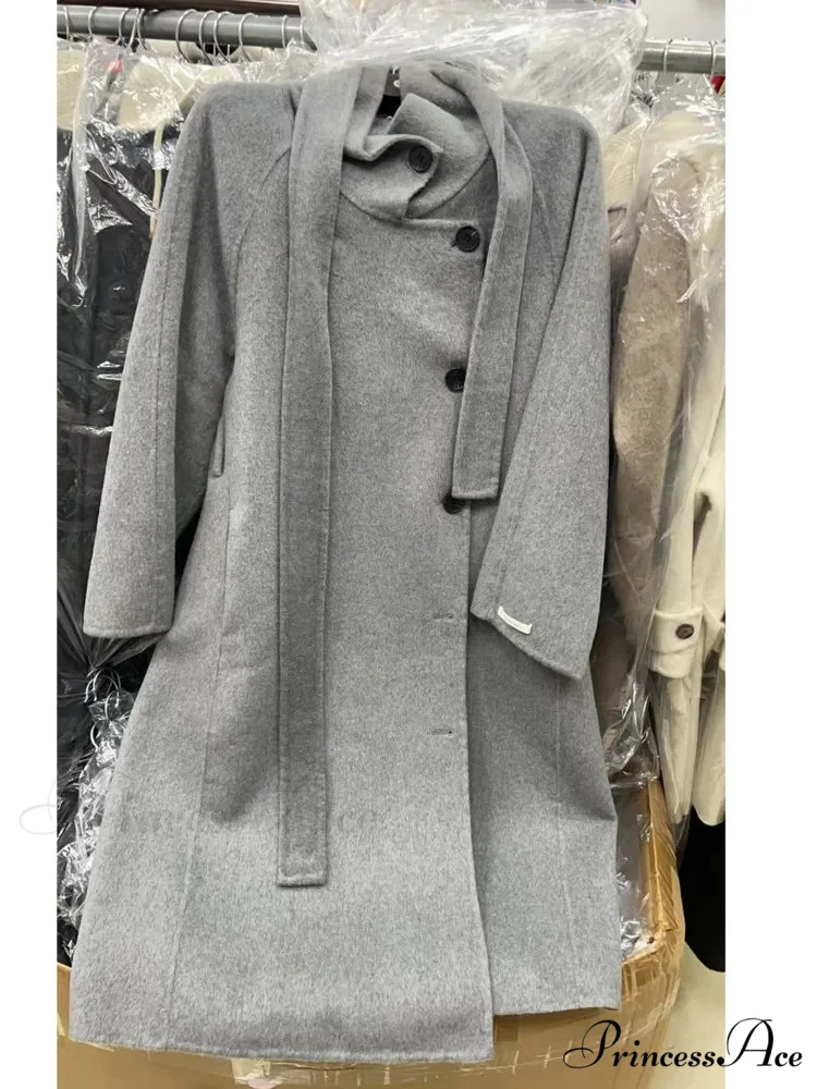 High-neck Wool Buttoned Overcoat - Image 5