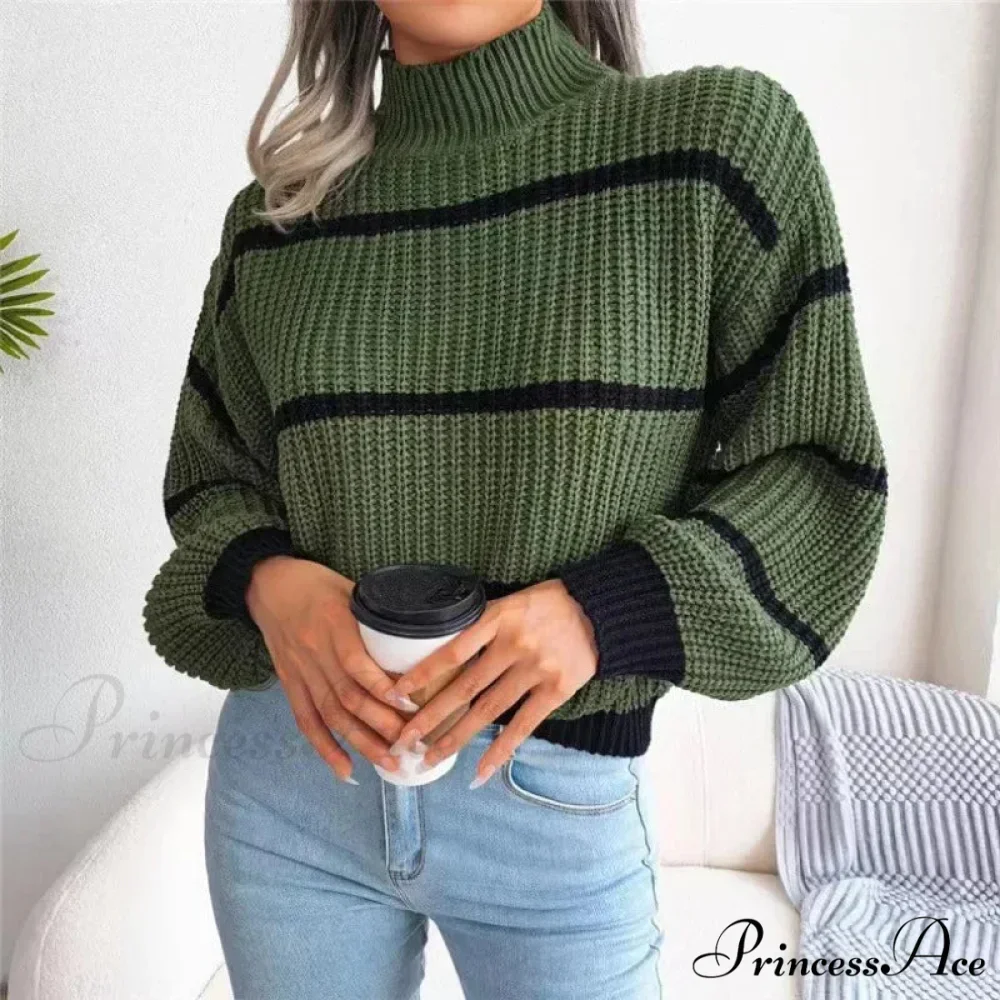 High-necked Lantern Sleeve Sophisticated Jumper - Image 2