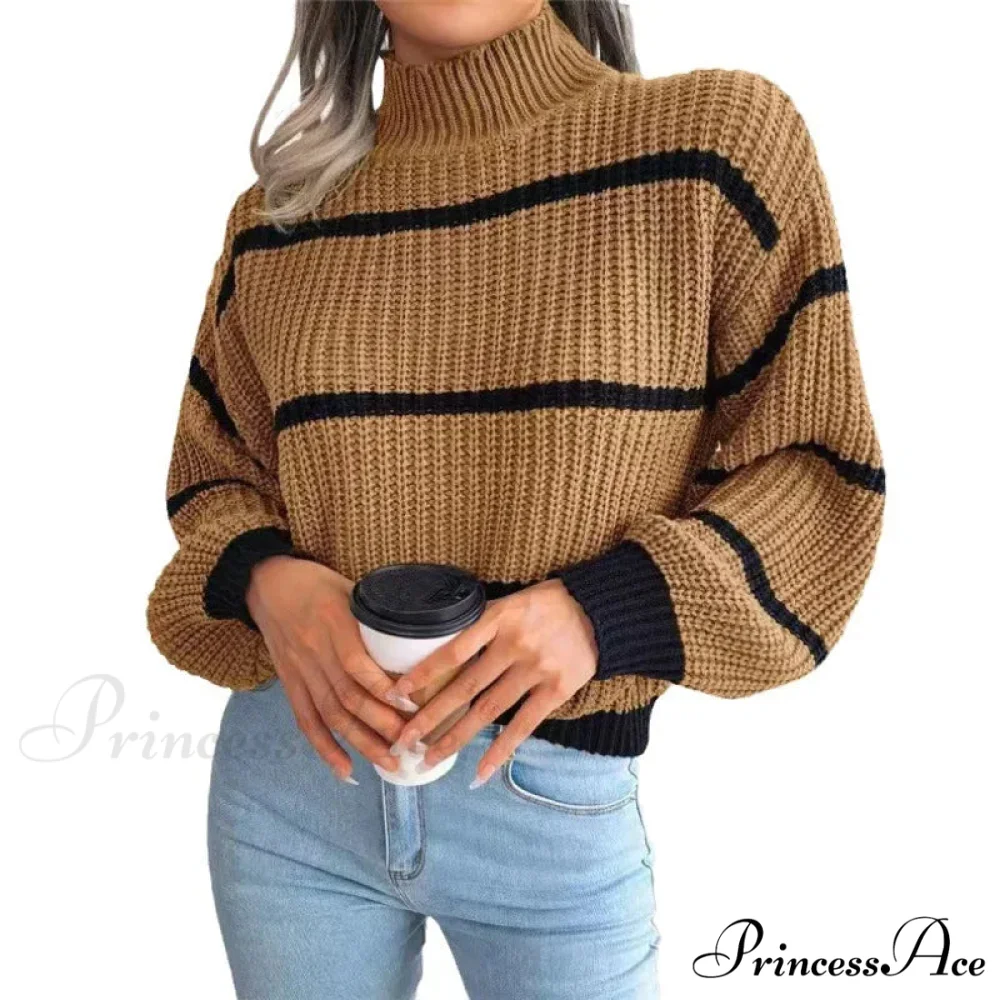 High-necked Lantern Sleeve Sophisticated Jumper - Image 4