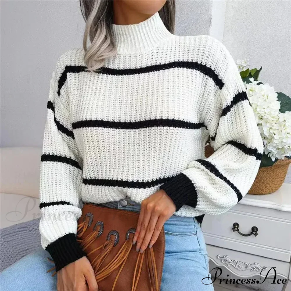 High-necked Lantern Sleeve Sophisticated Jumper - Image 5