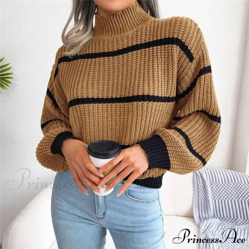 High-necked Lantern Sleeve Sophisticated Jumper - Image 6