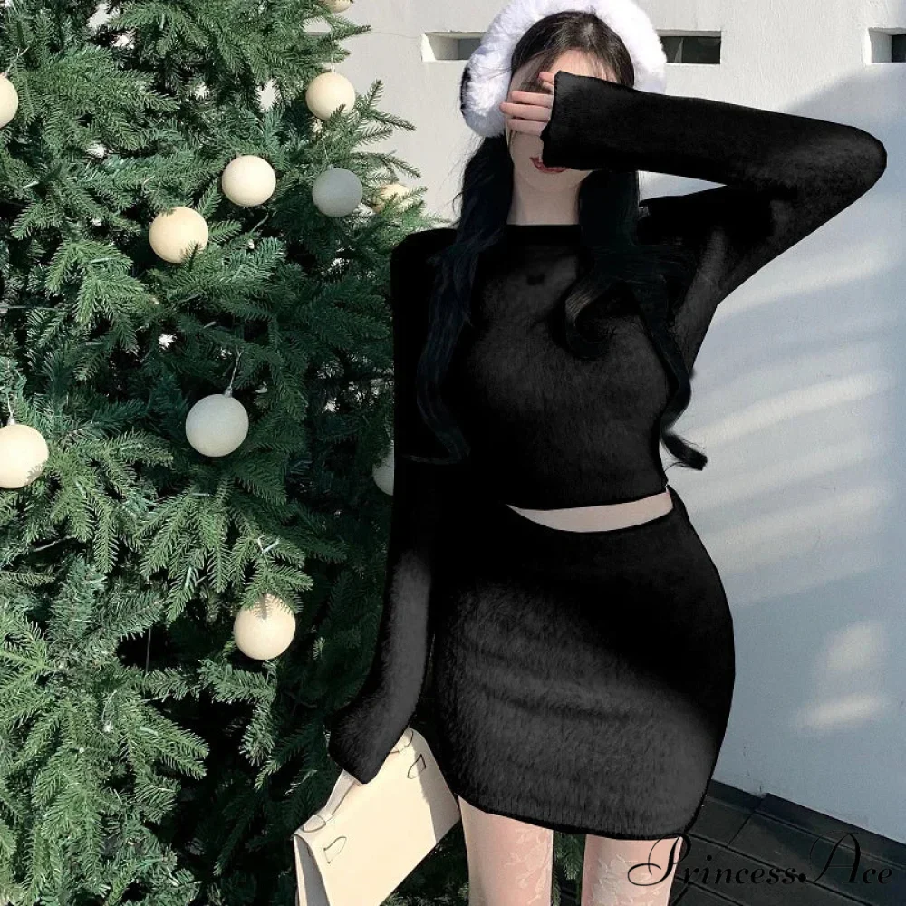 High Waist Woolen Mini Skirt - Image 3