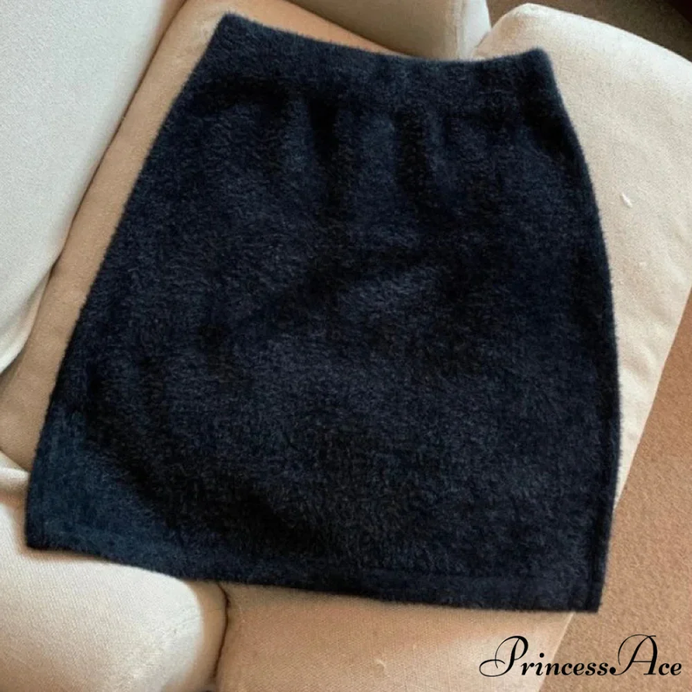 High Waist Woolen Mini Skirt - Image 4