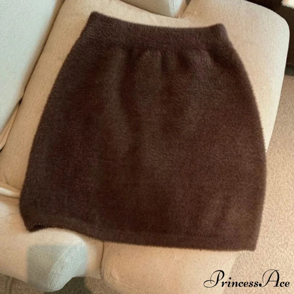 High Waist Woolen Mini Skirt - Image 5