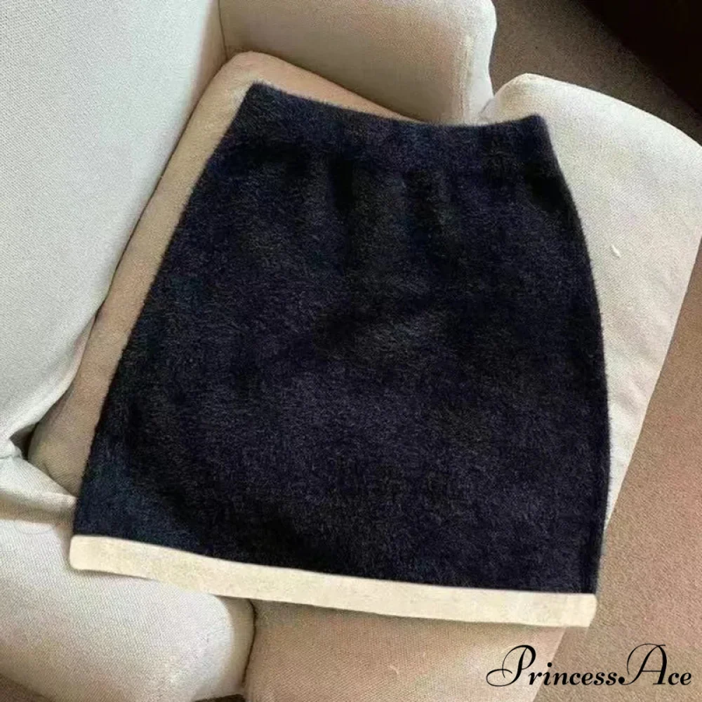 High Waist Woolen Mini Skirt - Image 6