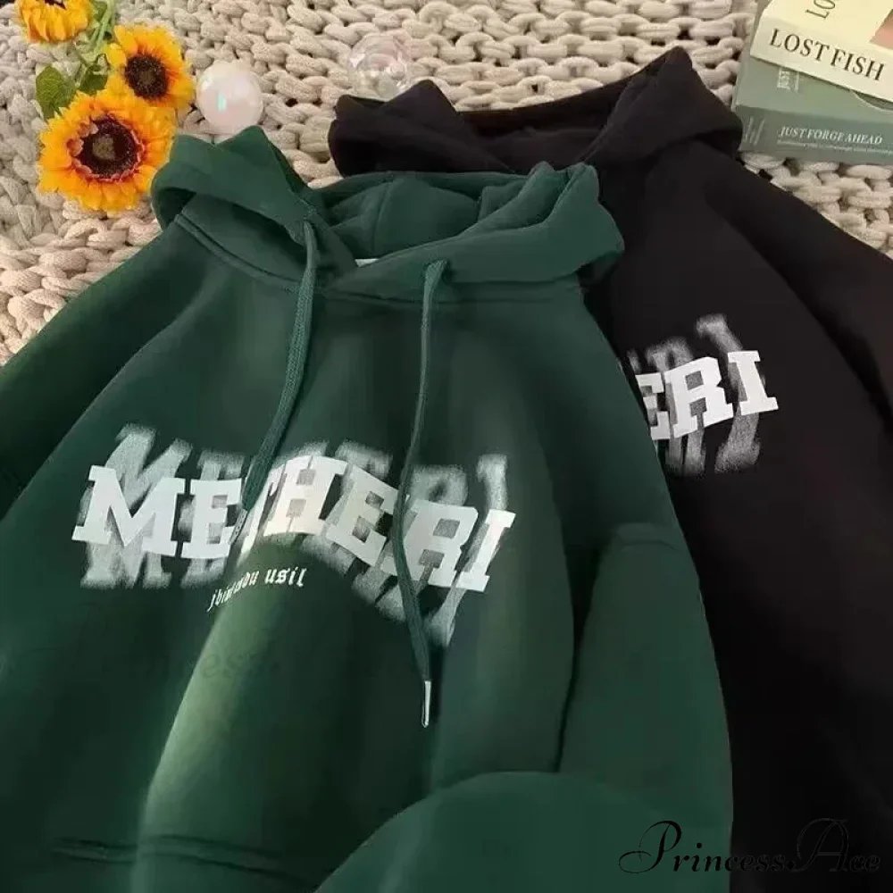 Hip Hop Correspondence Print Cotton Fleece Hoodie - Image 6