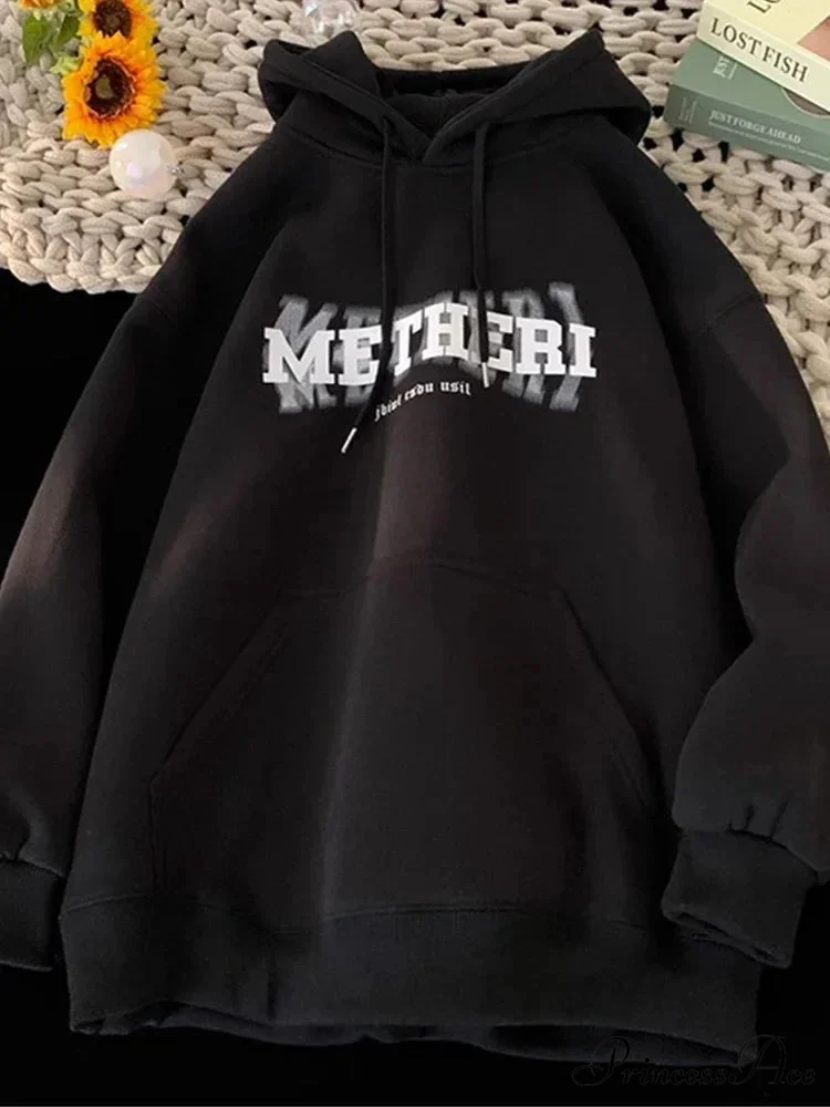 Hip Hop Correspondence Print Cotton Fleece Hoodie - Image 8