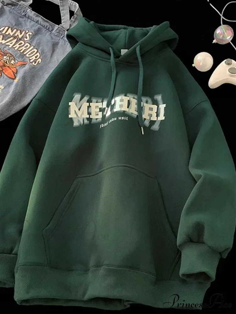 Hip Hop Correspondence Print Cotton Fleece Hoodie - Image 9
