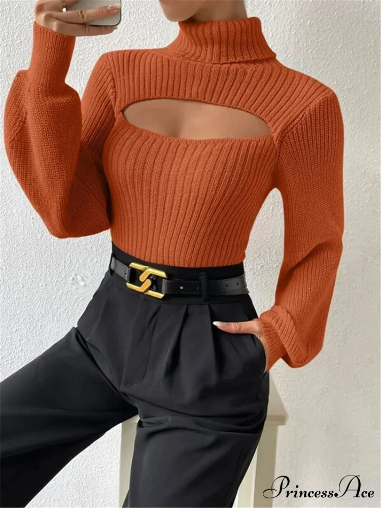 Hollowed-out Turtleneck Seductive Sweater - Image 10