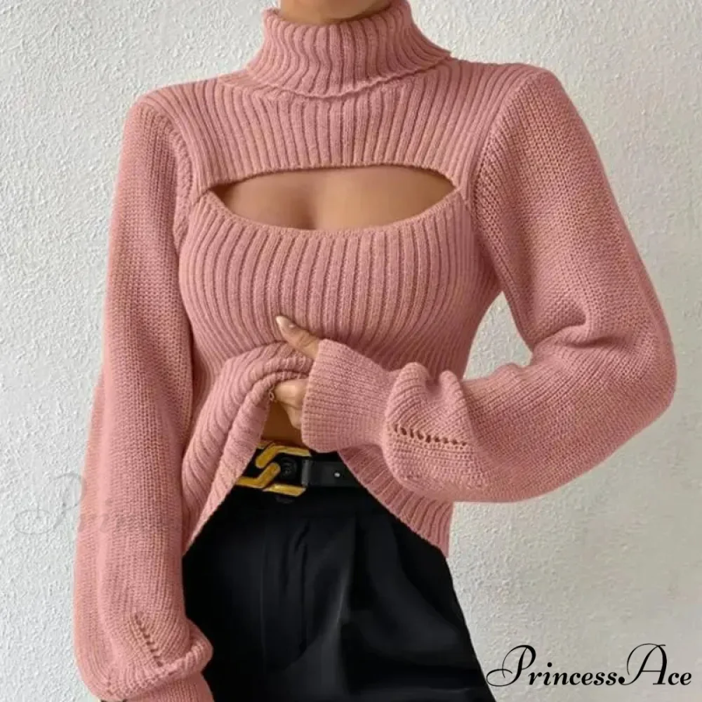 Hollowed-out Turtleneck Seductive Sweater - Image 3