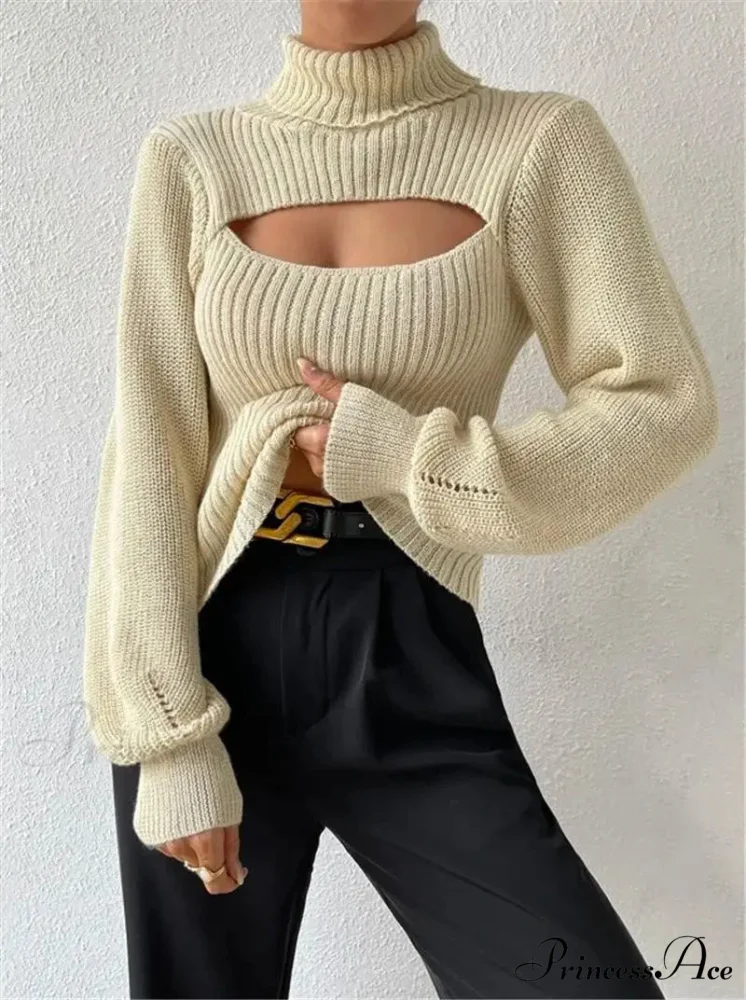 Hollowed-out Turtleneck Seductive Sweater - Image 5