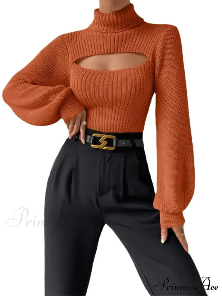 Hollowed-out Turtleneck Seductive Sweater - Image 6