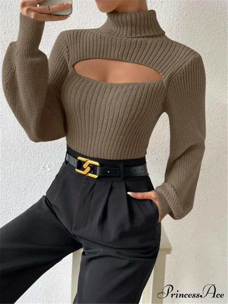Hollowed-out Turtleneck Seductive Sweater - Image 9