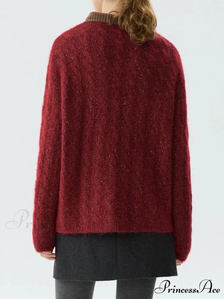 Identify the crimson Circular Neck Baggy Sweater - Image 4