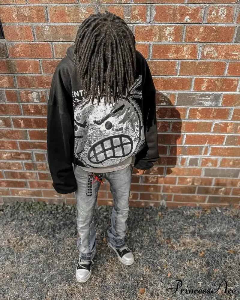 Illustrated Graphic Printed Hoodie - Image 4