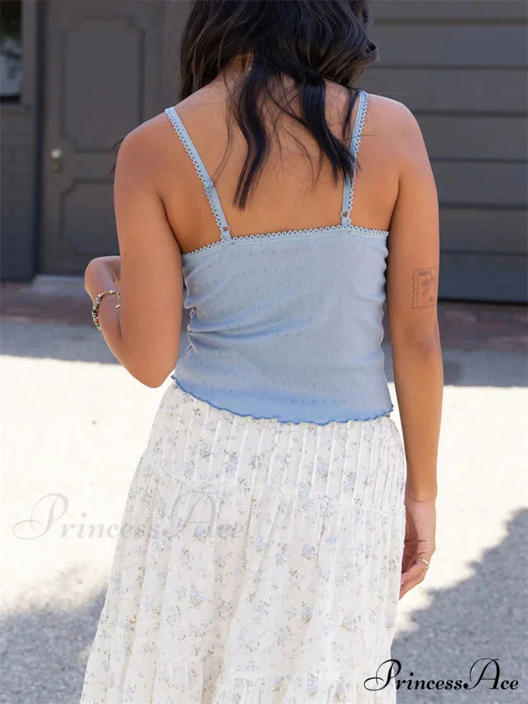 Informal Bow Plunging Neckline Lace Tank Crop Top - Image 6