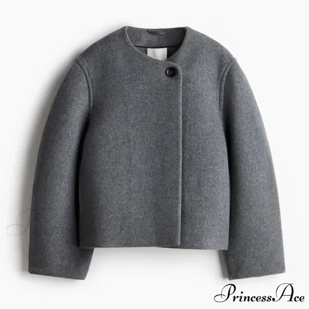 Informal Circular Neck Baggy Woolen Overcoat - Image 7