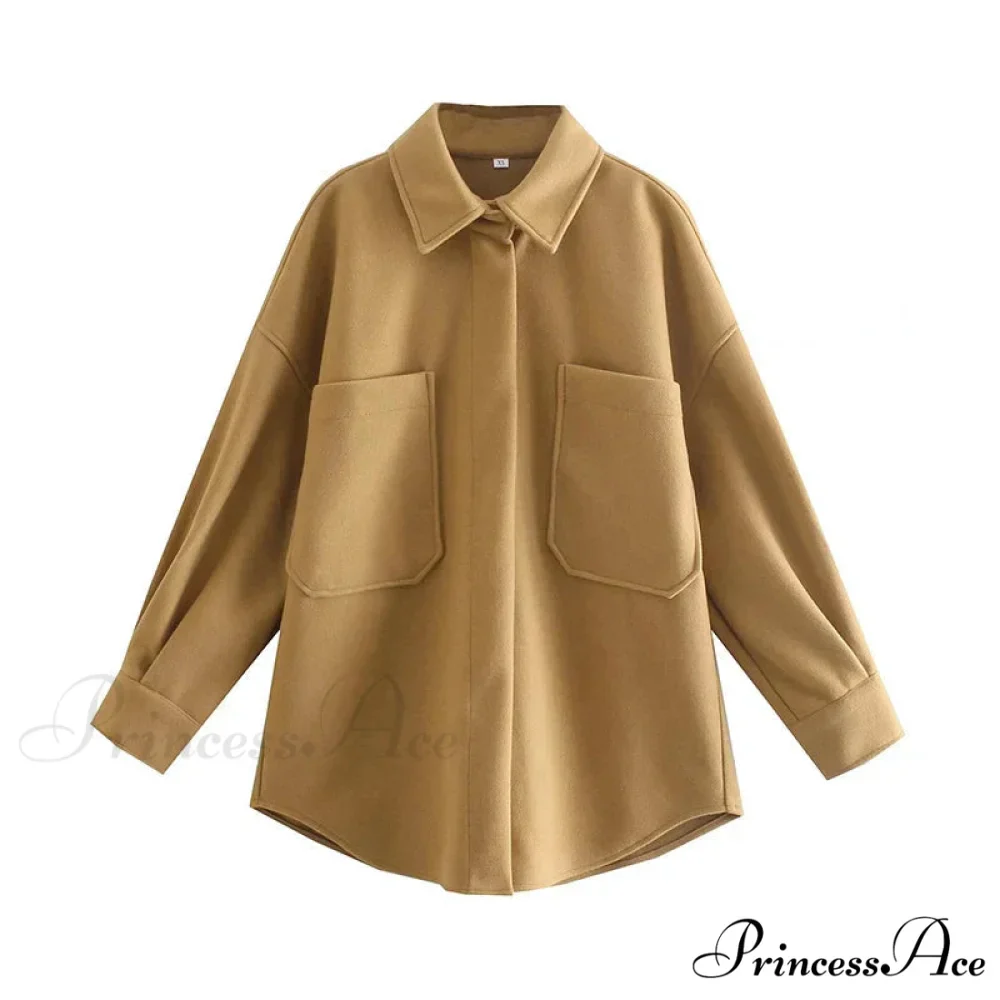 Informal Dromedary Woolen Baggy Overcoat - Image 8