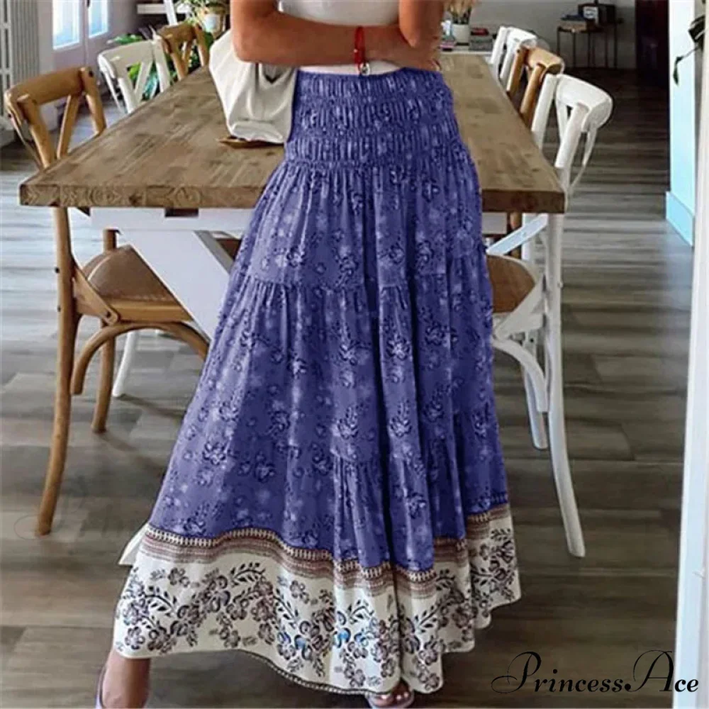 Informal Flower Stretchy Waist Bohemian Style Skirt - Image 2