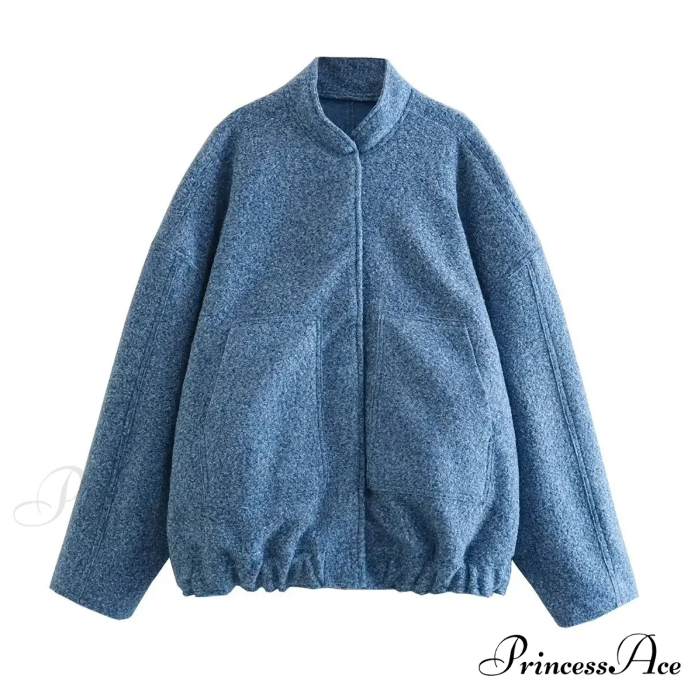 Informal Gray Cozy Baseball Jacket Overcoat - Image 5