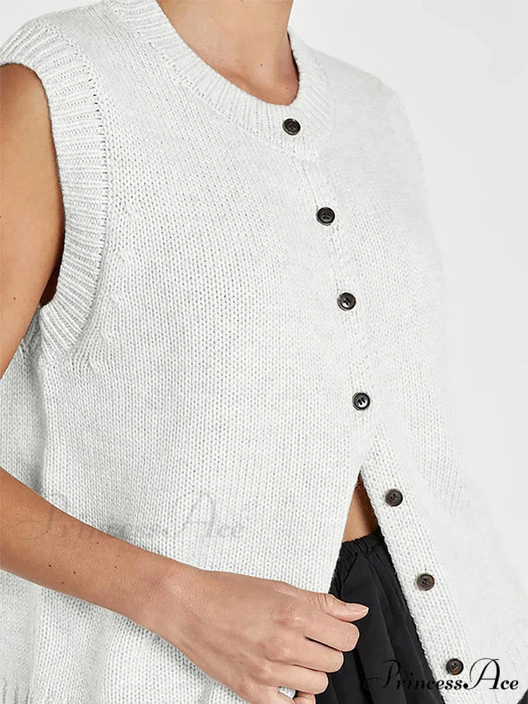 Informal Knitted Sleeveless Sweater - Image 4