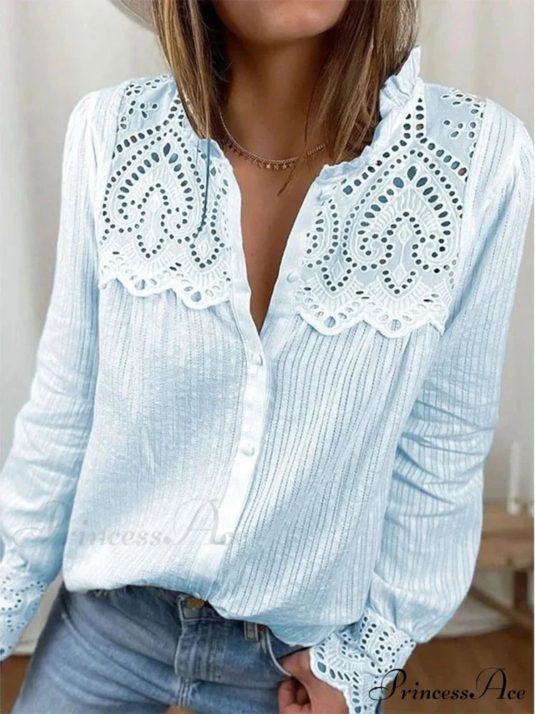 Informal Lace Round-neck Baggy Top - Image 2