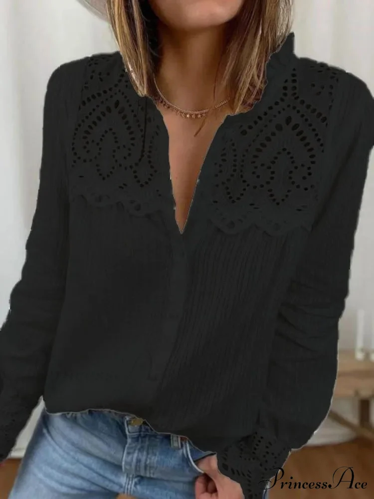 Informal Lace Round-neck Baggy Top - Image 3