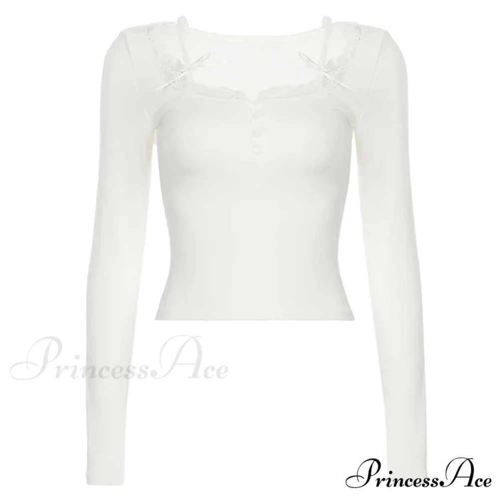 Informal Lace Trim Halter Slender Solid Square Neck Knit Top - Image 3