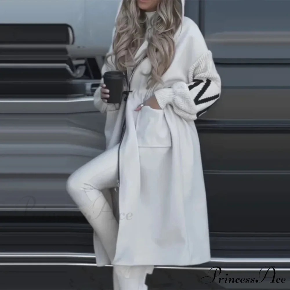 Informal Lengthy Patchwork Lace-Up Overcoat - Image 3