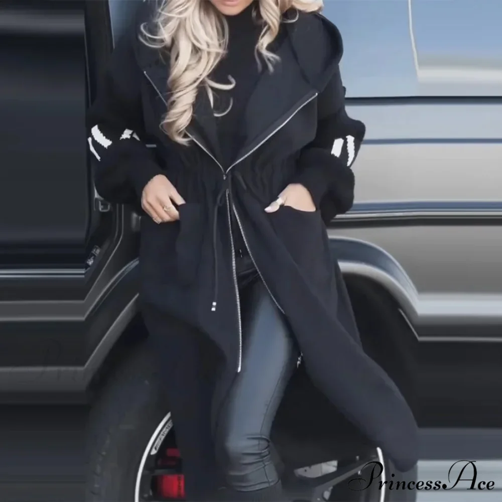 Informal Lengthy Patchwork Lace-Up Overcoat - Image 5