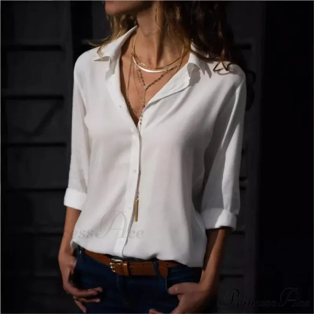 Informal Monochromatic Extended Sleeve Button Blouse - Image 3