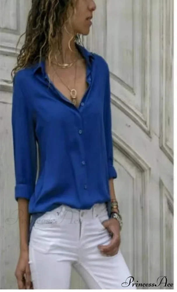 Informal Monochromatic Extended Sleeve Button Blouse - Image 8