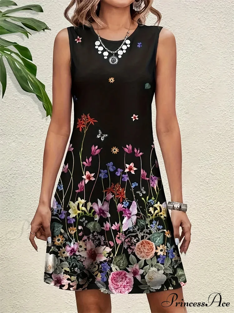 Informal Retro Bohemian Flower Pattern Summer Bodycon Flower Dress - Image 6
