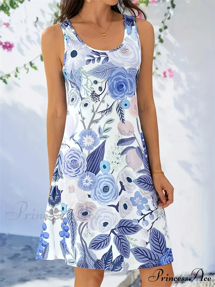 Informal Retro Bohemian Flower Pattern Summer Bodycon Flower Dress - Image 8