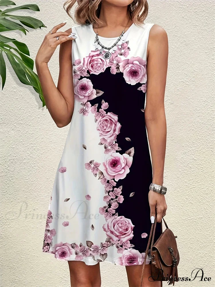Informal Retro Bohemian Flower Pattern Summer Bodycon Flower Dress - Image 9