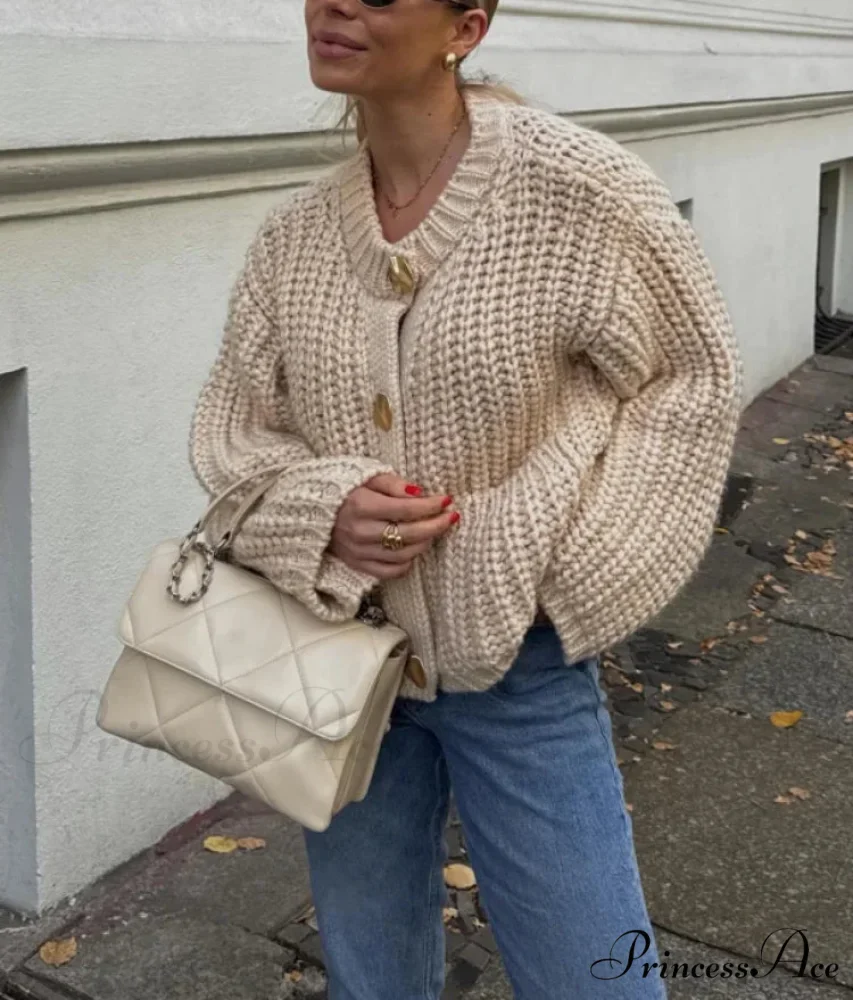 Informal Round Neck Lengthy Sleeve Pocket Cardigan - Image 3