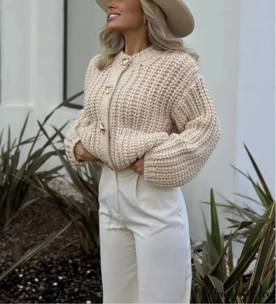 Informal Round Neck Lengthy Sleeve Pocket Cardigan - Image 4